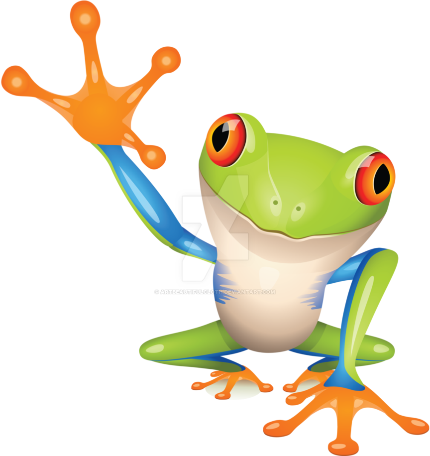 Colorful Frog By Artbeautifulcloth - Tree Frog (873x915)