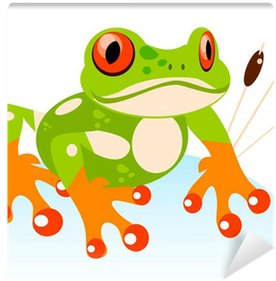 Fotomural Lindo Rana De Dibujos Animados Friendly, - Red Eyed Tree Frog Cartoon (400x400)