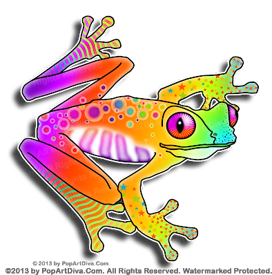 Fun, Colorful Frog Art Inspired By Sixties Pop - Cafepress Pop Art Frog Tile Coaster (400x400)