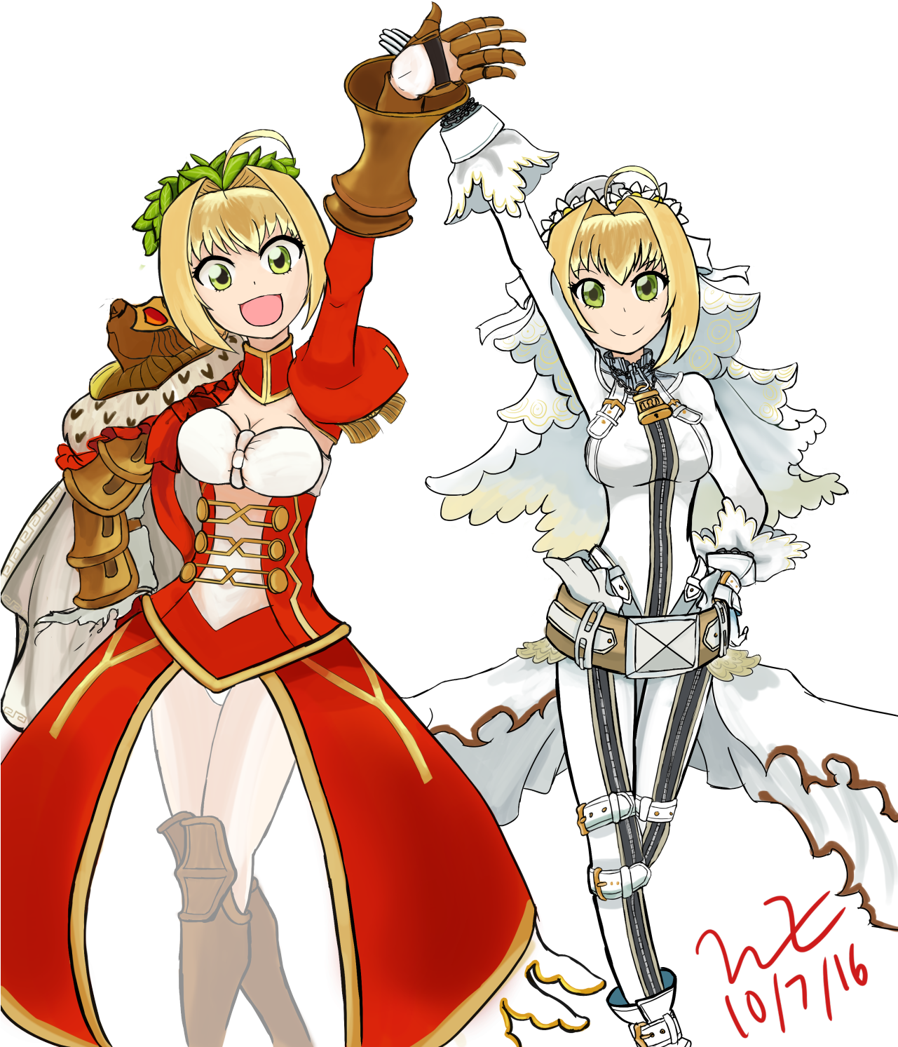 Saber Nero Saber Extra Saber Bride Fate Extra Fate - Fate Saber Y Nero (1280x1554)