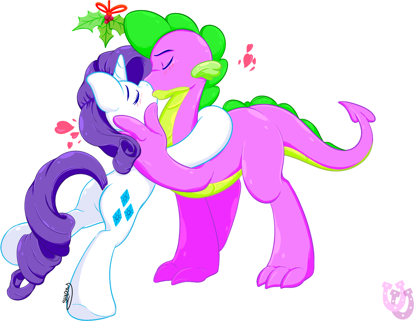 Rarity Spike By Shadowhulk Commission - Rarity And Spike Kissing.