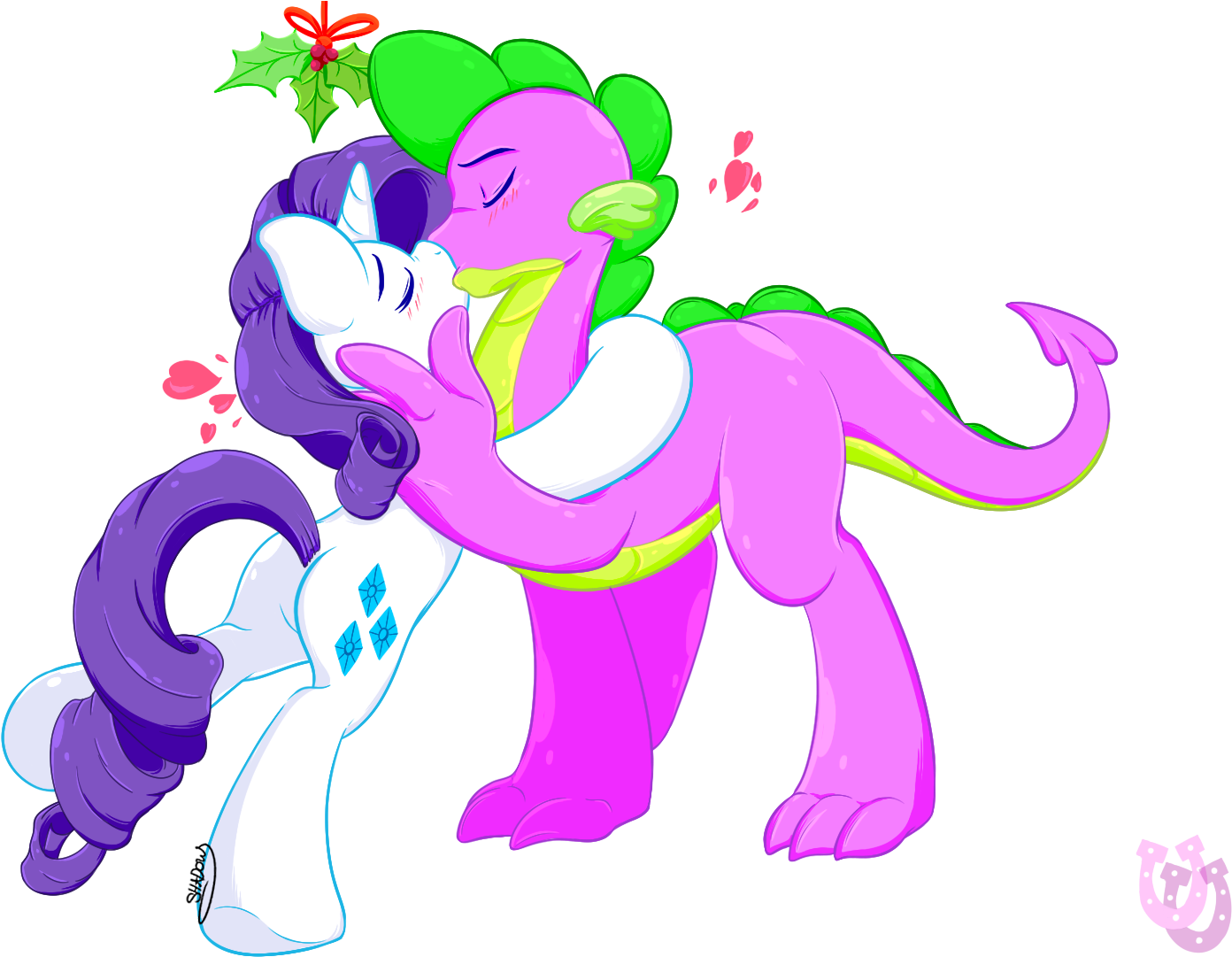 Rarity Spike By Shadowhulk Commission - Rarity And Spike Kissing (1580x1087)