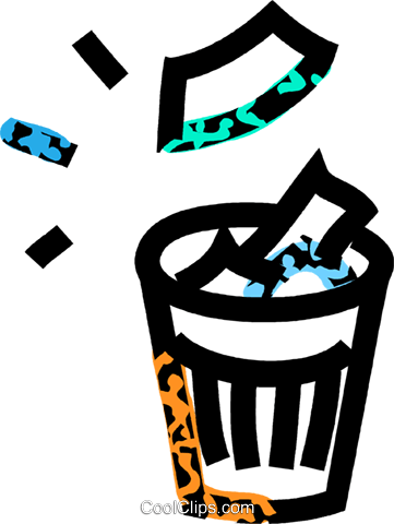 Waste Paper Basket Royalty Free Vector Clip Art Illustration - Waste Paper Basket Royalty Free Vector Clip Art Illustration (361x480)