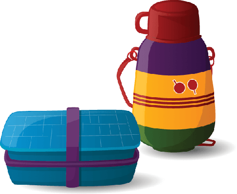 Lunch Box And Water Bottle - Clipart Of Water Bottle (487x399)