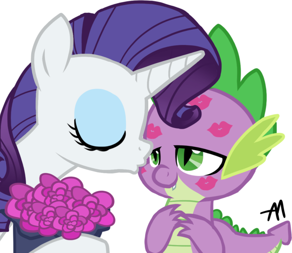 Request For Dcencia By Bananimationofficial - Mlp Spike Kissing Rarity (959x832)