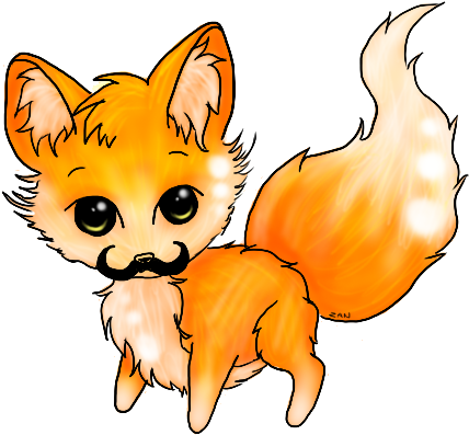 Mustache Fox By Gullsko - Cartoon (449x414)