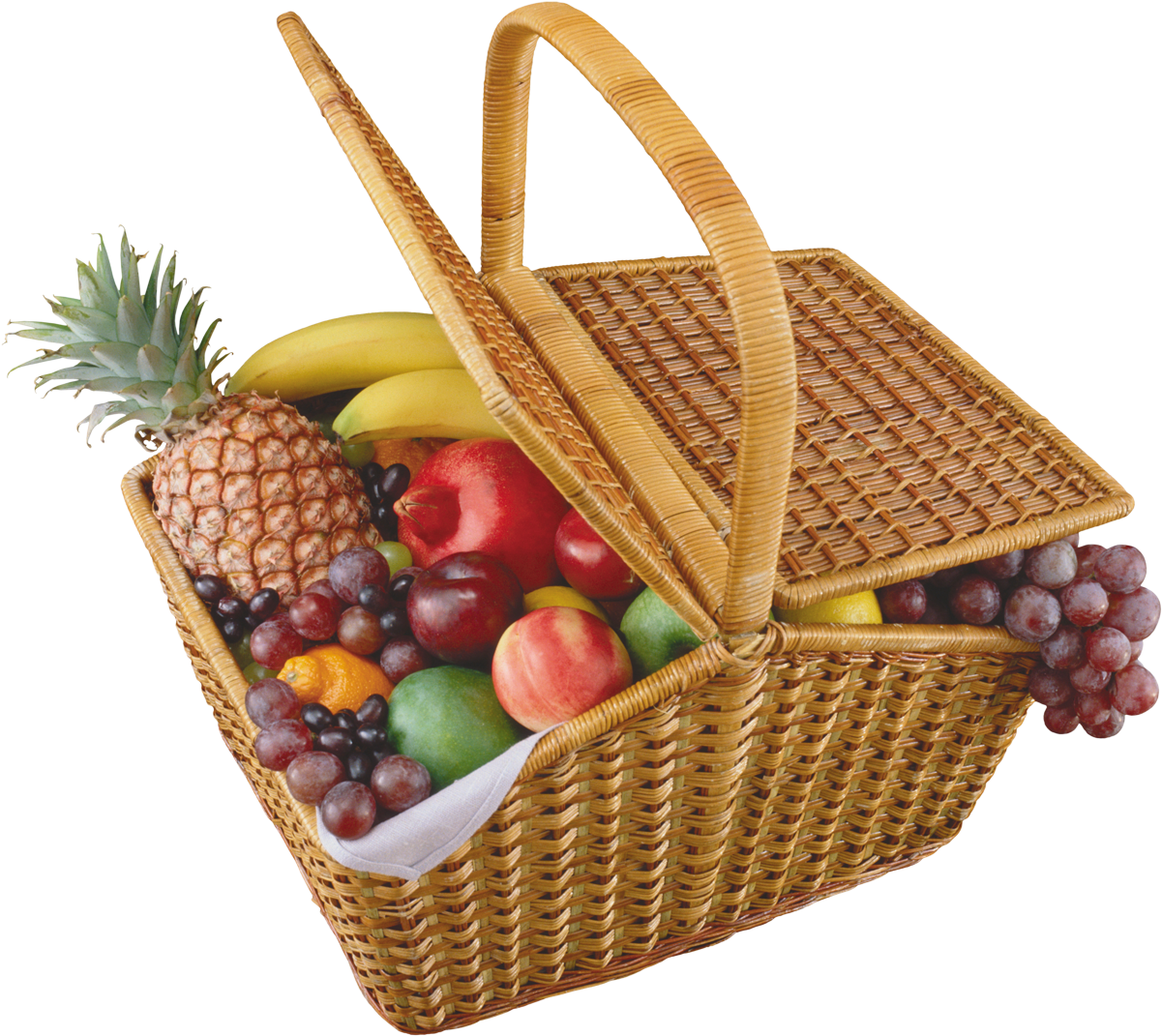 Picnic Basket Clipart Fruit Basket - Picnic Basket With Food (1234x1100)