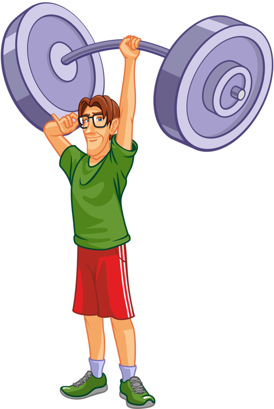 Personnages, Illustration, Individu, Personne, Gens - Weightlifter Cartoon (537x800)