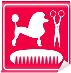 Pink Grooming Icon With Poodle Dog, Scissors And Comb - Dog Grooming Appointments Available (400x400)