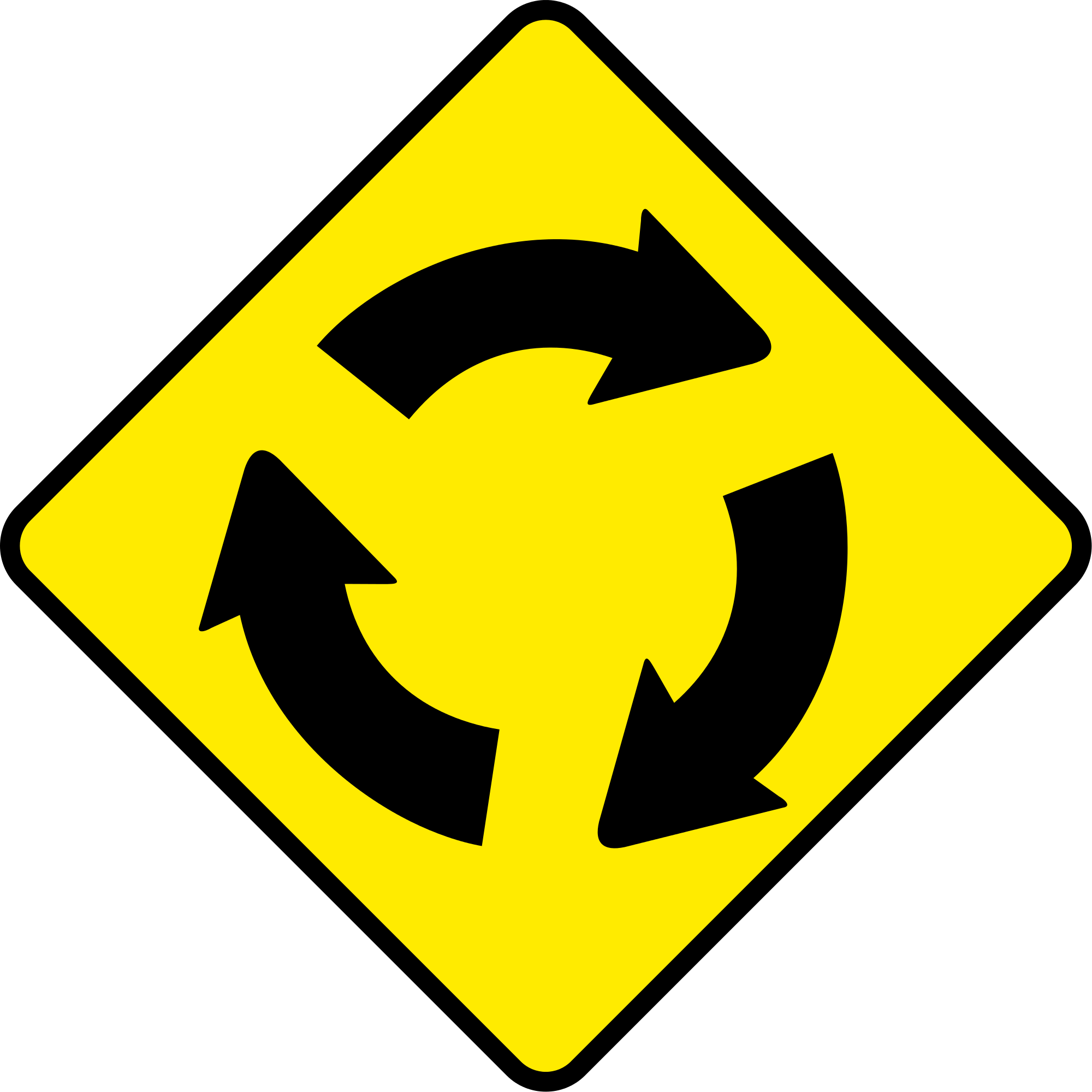 Open - Round About Road Sign (2000x2000)