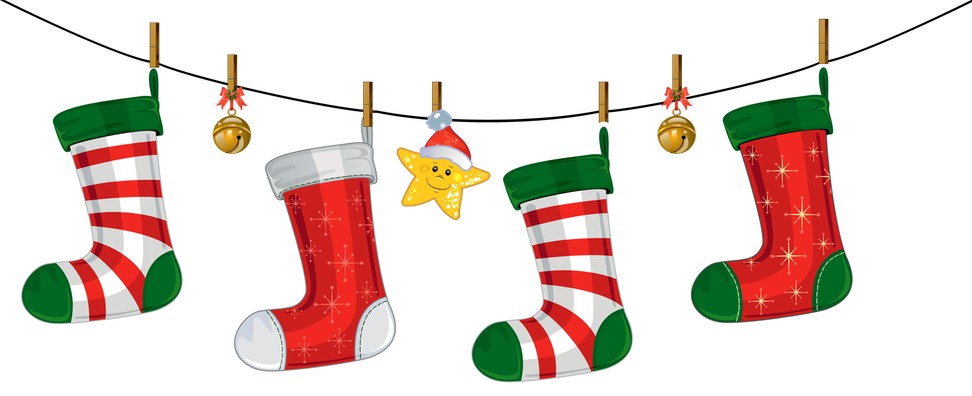Christmas No Background Clipart Kid Transparent Stockings - Christmas Stockings Clipart (972x396)