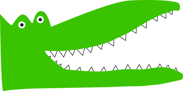 Cartoon Alligator Head Clipart - Alligator Teeth Cartoon (600x298)