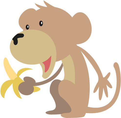 A Happy Cartoon Monkey With Banana - Song (500x490)