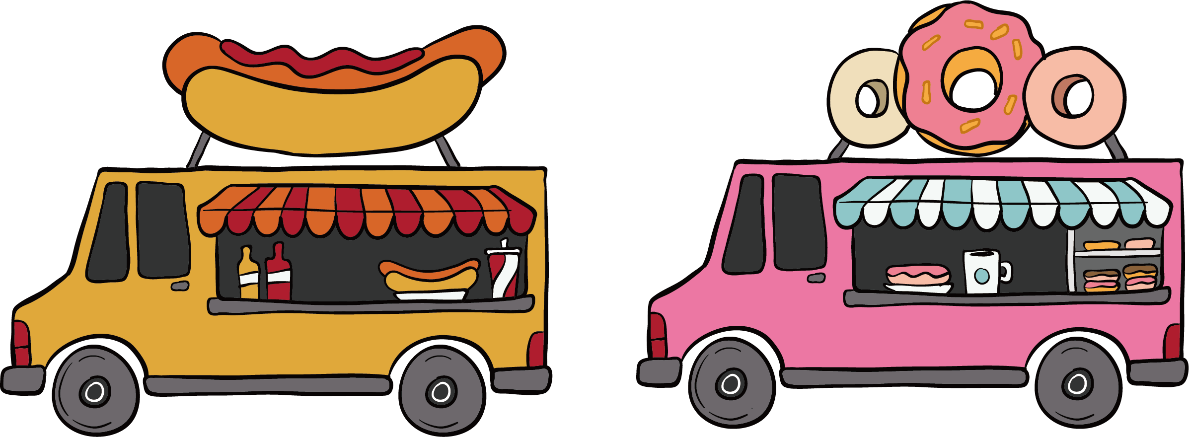 Hot Dog Fast Food - Vector Graphics (2394x880)