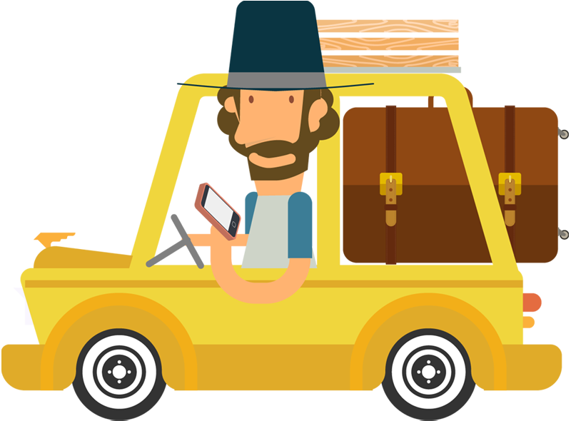Cartoon Travel Road Trip Clip Art - Travel By Car Png (800x590)