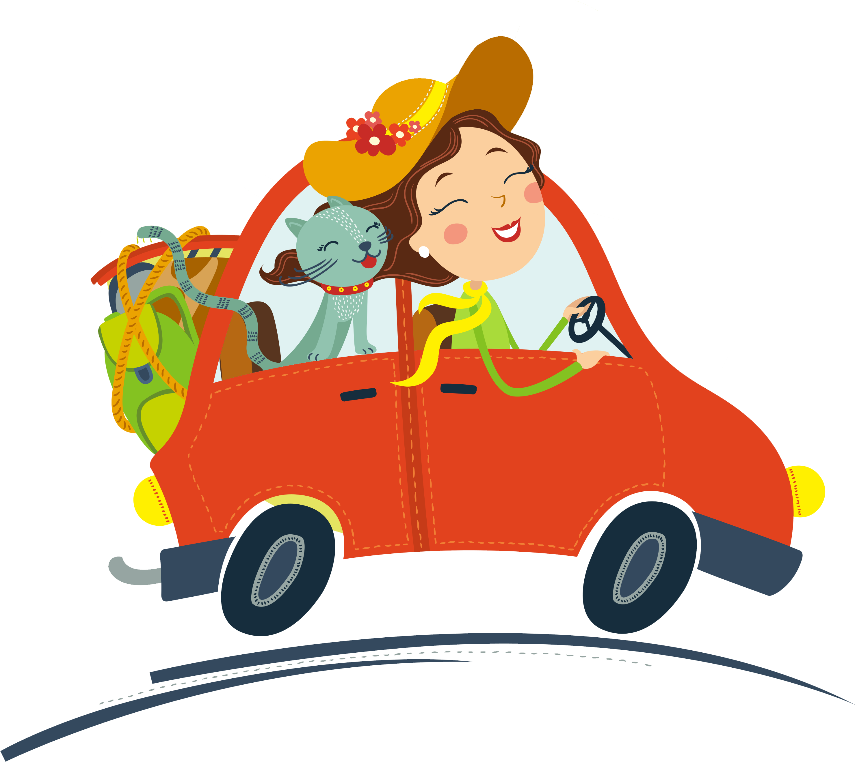 Cat Car Female - Felicidades Monica En Tu Santo (2967x2641)