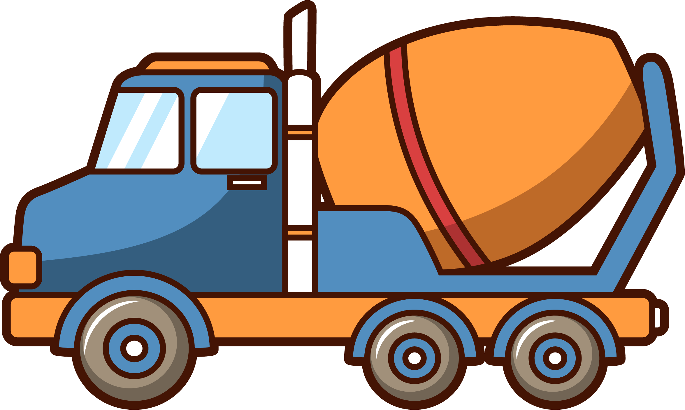 Car Concrete Mixer Truck Architectural Engineering - Concrete Mixer Cartoon (2350x1405)
