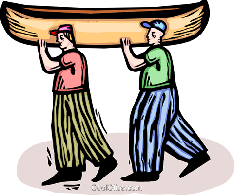 Two People Carrying A Canoe Royalty Free Vector Clip - Royalty-free (480x401)