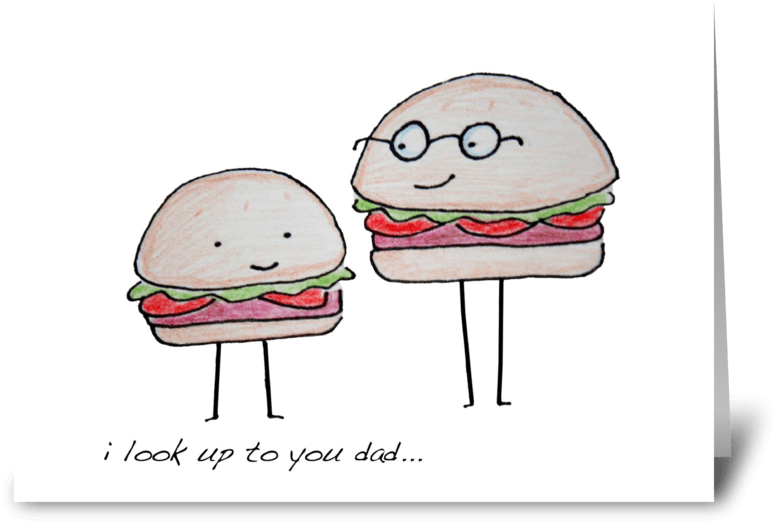 Hamburger Dad Greeting Card - Cheeseburger (848x698)
