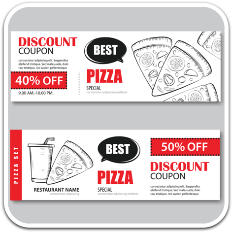 Pizza, Hamburger Discount Coupons And Menu Design Vector - Discounts And Allowances (512x512)