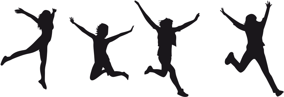 Joy Jumping Silhouette - Silhouette Of People Jumping Png (1000x358)