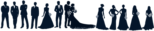 Bride Silhouettes Set - Bride And Groom Silhouette Clip (588x225)