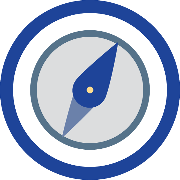 Blue Circle With Compass Inside - Circle (600x599)