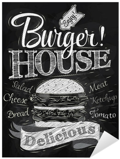 Poster Lettering Burger House Painted With A Hamburger - Tin Sign Xxl Metal Plate Plaque Retro Burger House (400x400)