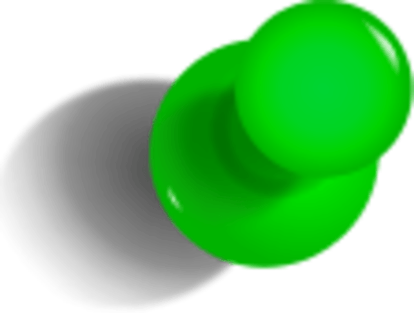 Pin Cliparts Green - Clipart Green Push Pin Png (600x454)