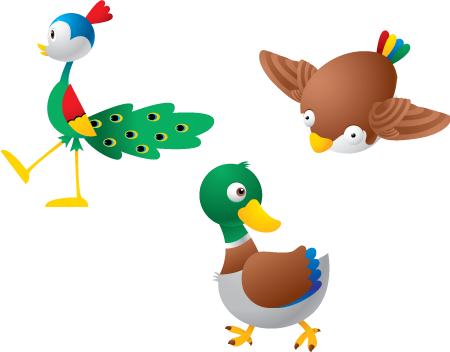Cute Duck And Birds Vector Farm Animals Vectors Free - Animal Wall Sticker - Animal Wall Decal (450x352)