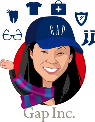 Overlay Caricature Of Jeni Chih, Who Is Speaking At - Gap Inc (400x500)