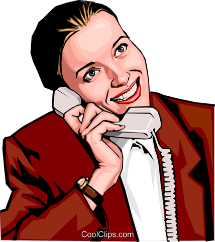 Mulher No Telefone Livre De Direitos Vetores Clip Art - Business Woman On Phone Clipart (428x480)