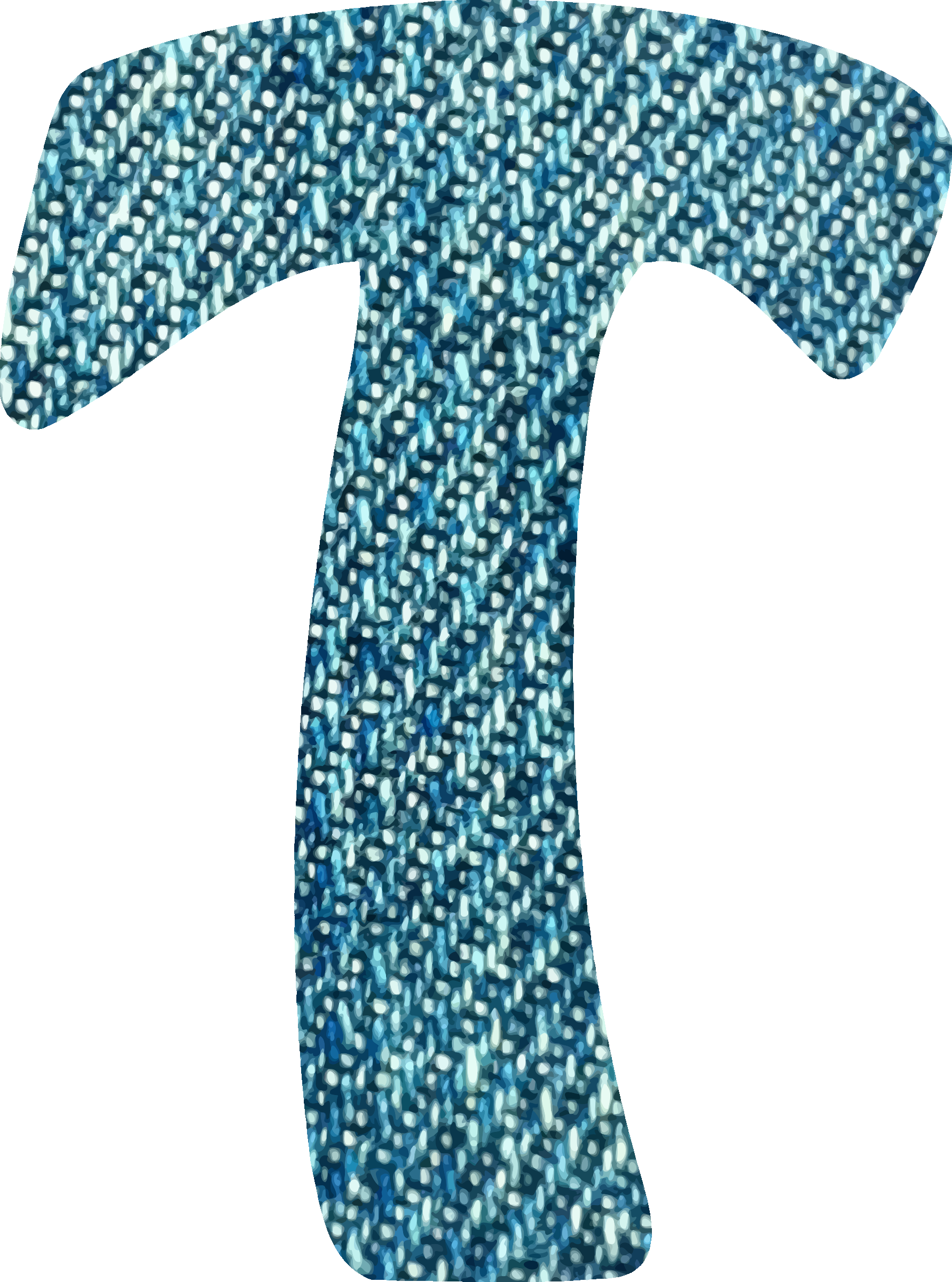 Denim Alphabet, - Letter T Blue Glitter (1783x2400)