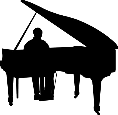 The R3 Hotel Located In Guerneville Ca - Man Playing Piano Silhouette (400x390)