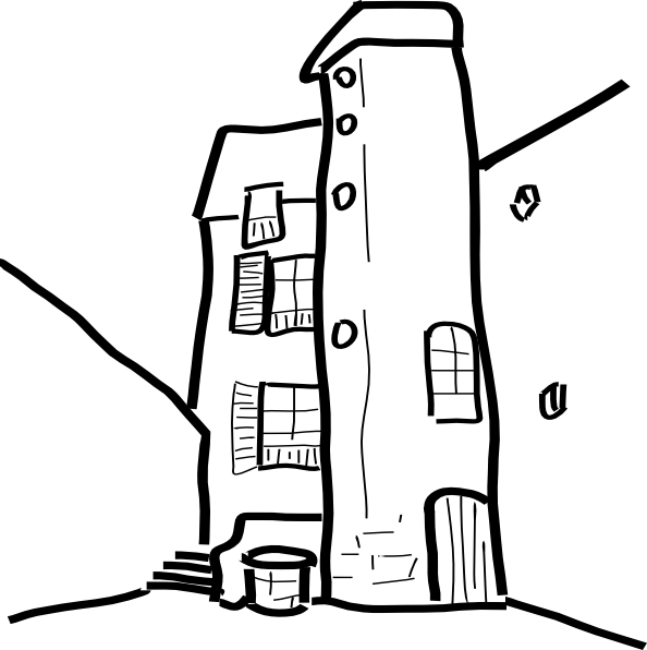 Free Vector House Clip Art - Alley Clip Art (594x596)