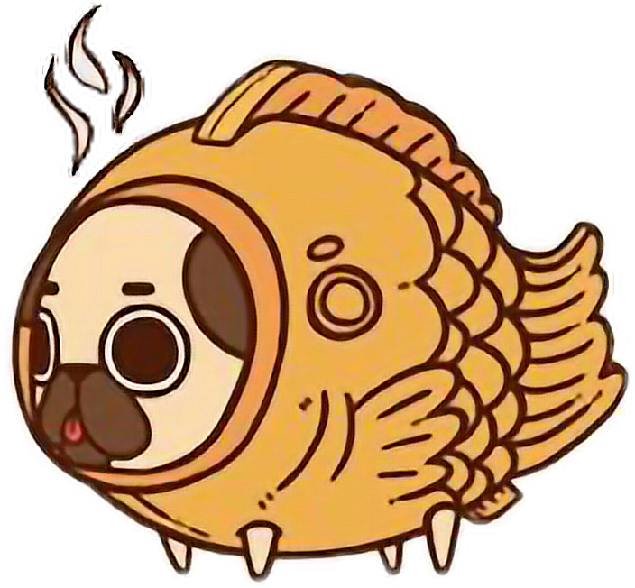 Cute Kawaii Pug Chibi Food Fishfreetoedit - Dibujos De Pug Kawaii (704x652)