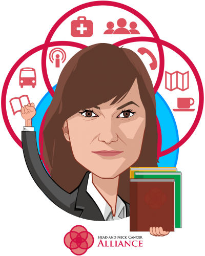 Overlay Caricature Of Holly Boykin, Who Is Speaking - Blue Bus (400x500)