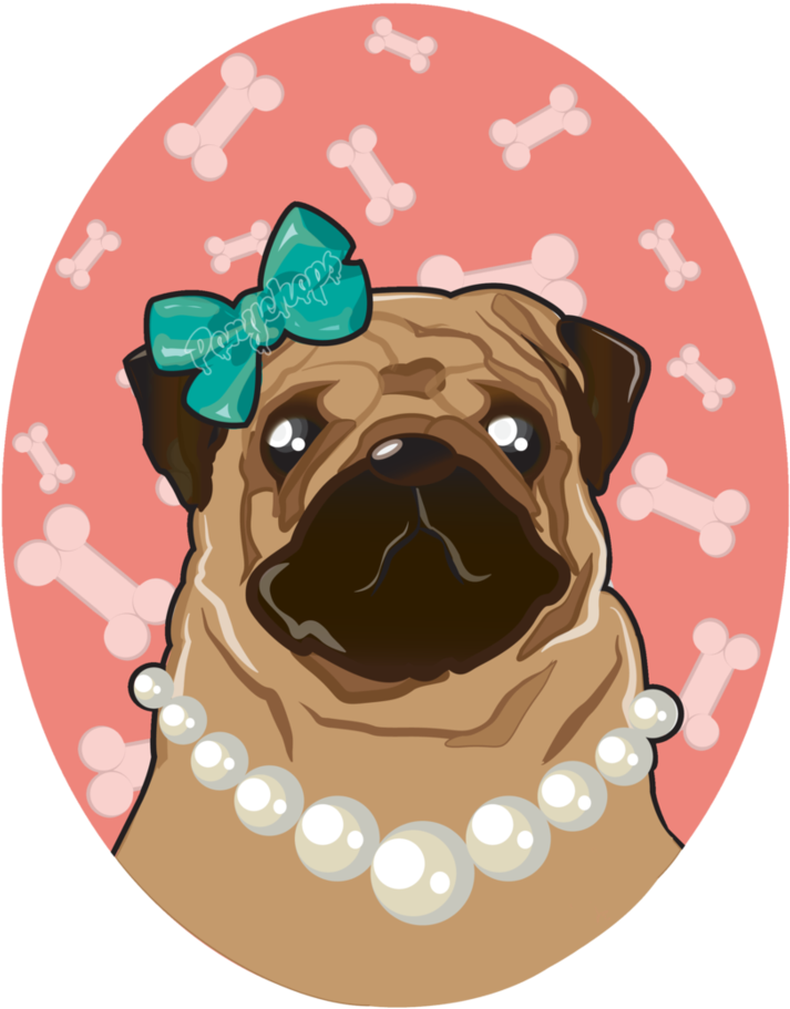 Posh Pug Portrait By Ponychops - Pug (791x1009)