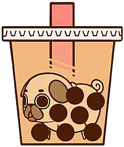 Milktea Bobapop Cute Kawaii Pug Chibi Foodfreetoedit - Boba Sticker (400x472)