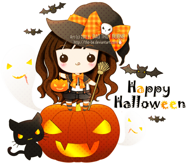 Kawaii Happy Halloween - Kawaii Little Witch Tote Bag, Adult Unisex, Natural (635x555)