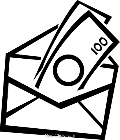 Money In An Envelope Royalty Free Vector Clip Art Illustration - Money In Envelope Png (412x480)