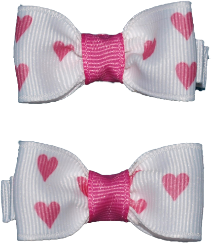 White And Pink Heart Small Bows - Bows (450x513)