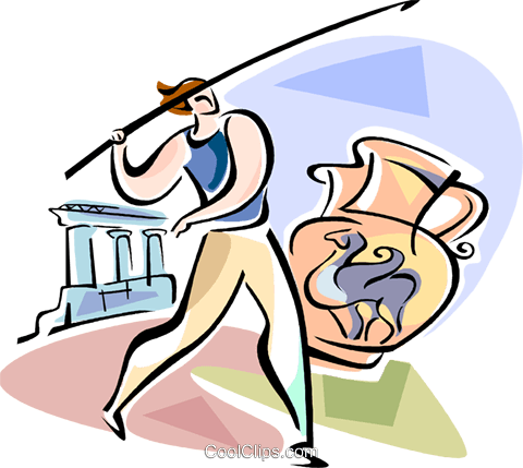 Athlete Throwing The Javelin Royalty Free Vector Clip - Athlete Throwing The Javelin Royalty Free Vector Clip (480x429)
