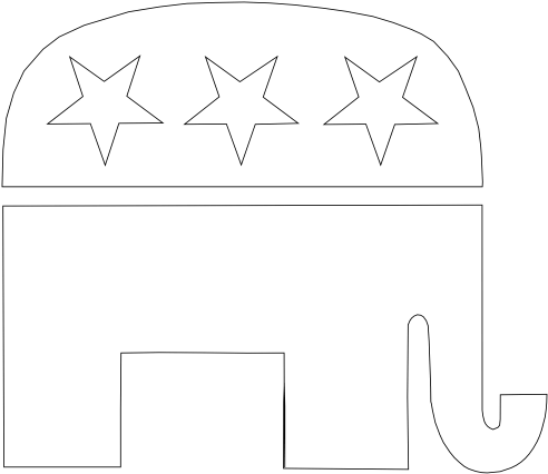 Republican 20clipart - Black And White Republican Elephant (555x489)
