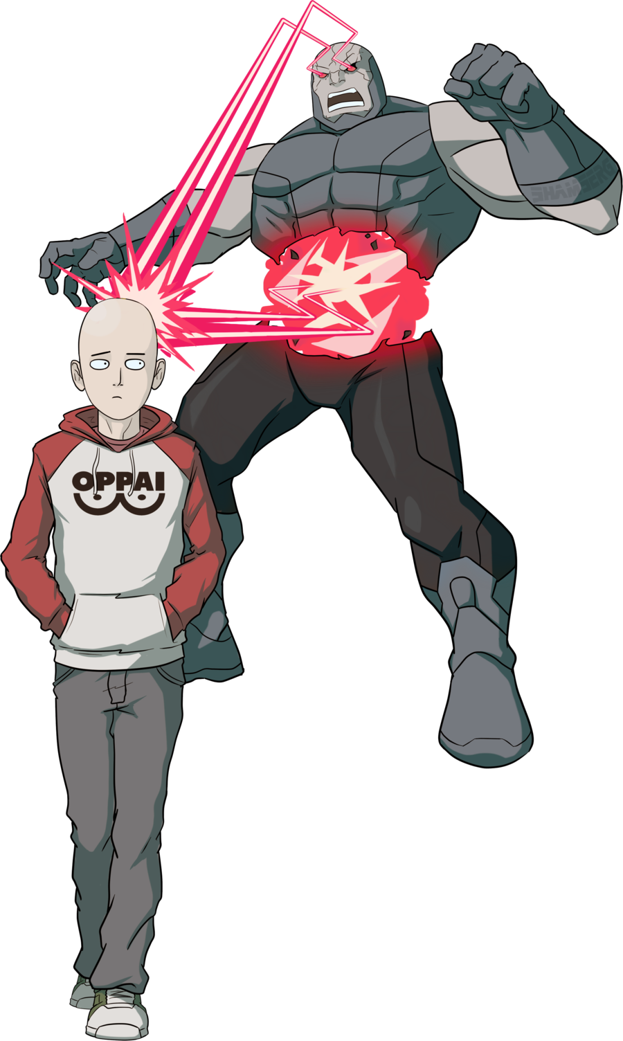Darkseid Too Weak And Pathetic, One Punch Man Got This - One Punch Man Vs Thanos (900x1504)