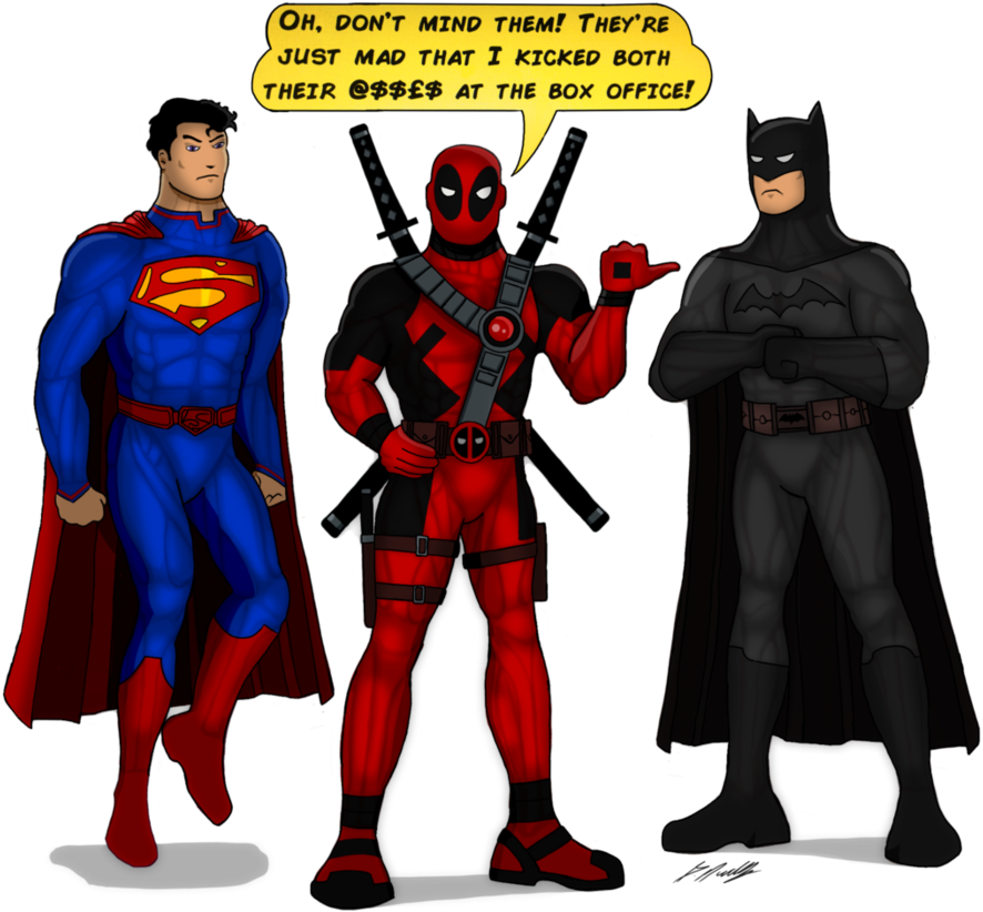 Batman Vs Supermanand Deadpool By Algahiem3 - Super Man Vs Deadpool (894x894)