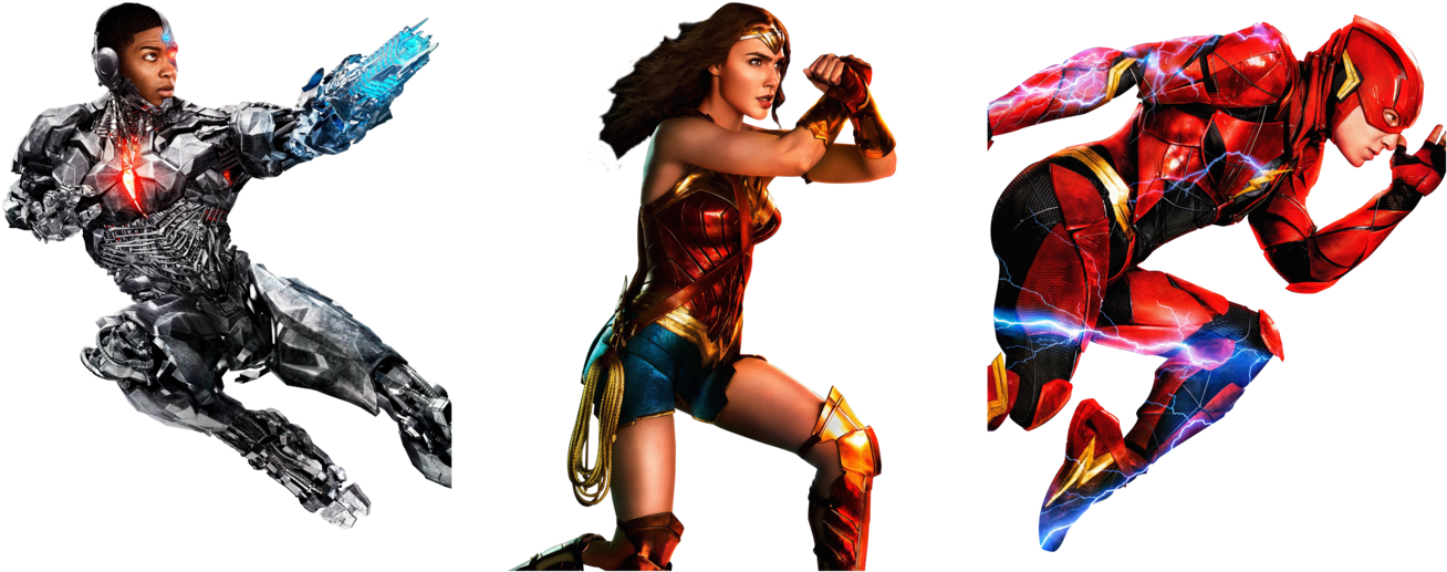 Cyborg, Wonder Woman, And Flash By Stormvi - Flash Justice League Png (1330x600)