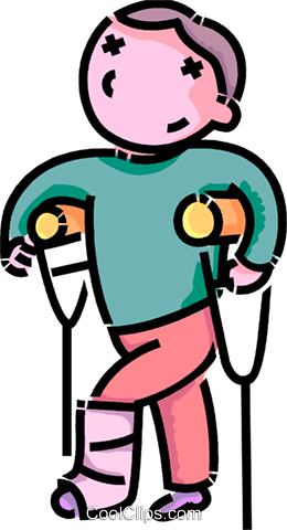 Boy With A Broken Leg Royalty Free Vector Clip Art - Leg Broken Clipart Png (260x480)