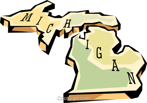 Michigan State Map Royalty Free Vector Clip Art Illustration - Michigan Clip Art Free (480x335)