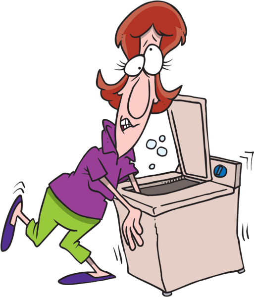 Let He Who Has A Broken Washing Machine Cast The First - Cartoon Of Woman Doing Laundry (513x600)